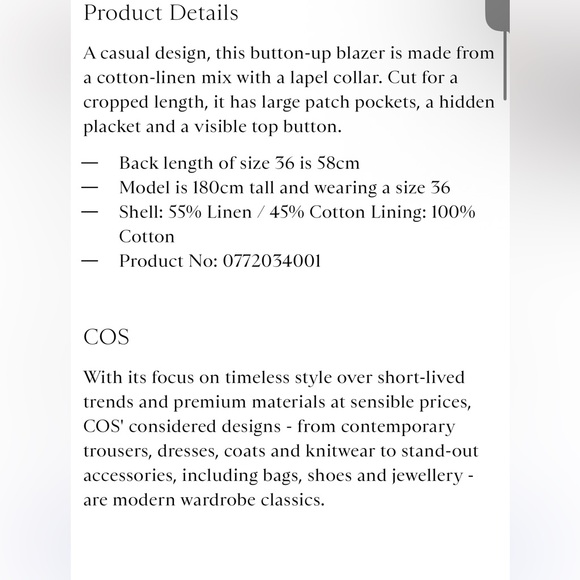 COS Casual Cotton-Linen Blazer - Picture 7 of 10